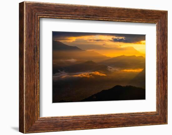 Asia, Nepal, Pokhara. Sarangkot sunrise.-Janell Davidson-Framed Photographic Print