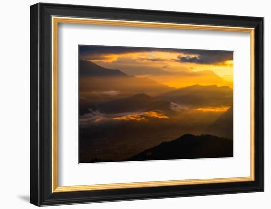 Asia, Nepal, Pokhara. Sarangkot sunrise.-Janell Davidson-Framed Photographic Print