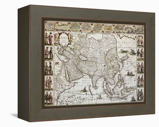 Asia Old Map. Created By Willem Bleau, Published In Amsterdam, Ca. 1650-marzolino-Framed Stretched Canvas