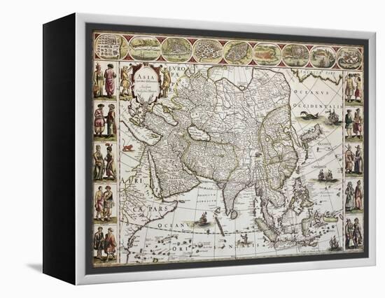 Asia Old Map. Created By Willem Bleau, Published In Amsterdam, Ca. 1650-marzolino-Framed Stretched Canvas