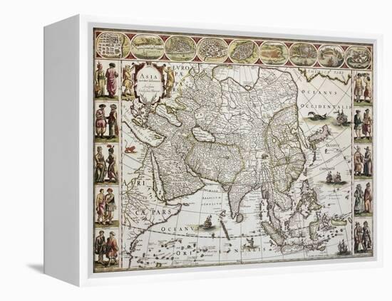 Asia Old Map. Created By Willem Bleau, Published In Amsterdam, Ca. 1650-marzolino-Framed Stretched Canvas