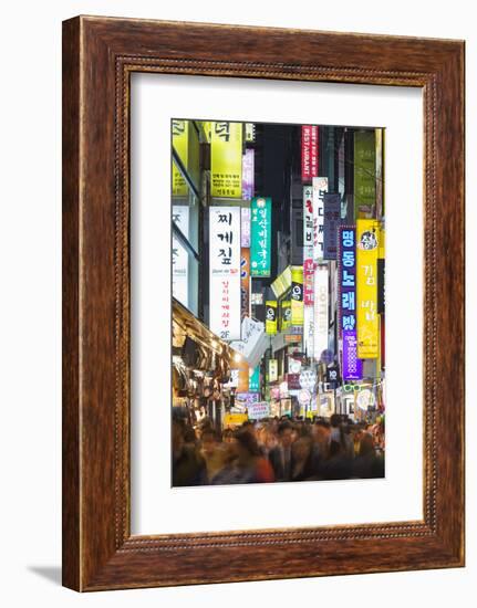 Asia, Republic of Korea, South Korea, Seoul, Neon Lit Streets of Myeong-Dong-Christian Kober-Framed Photographic Print