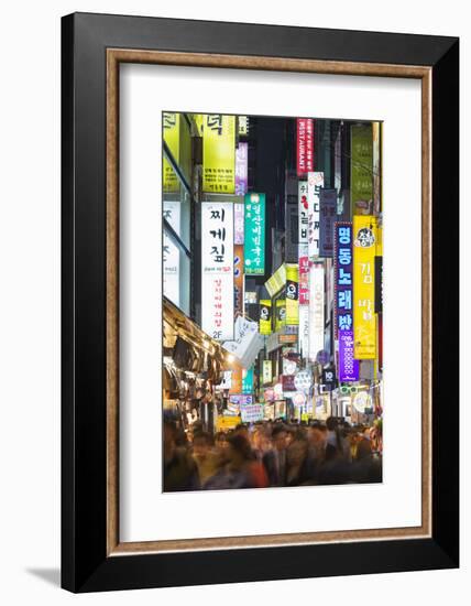 Asia, Republic of Korea, South Korea, Seoul, Neon Lit Streets of Myeong-Dong-Christian Kober-Framed Photographic Print