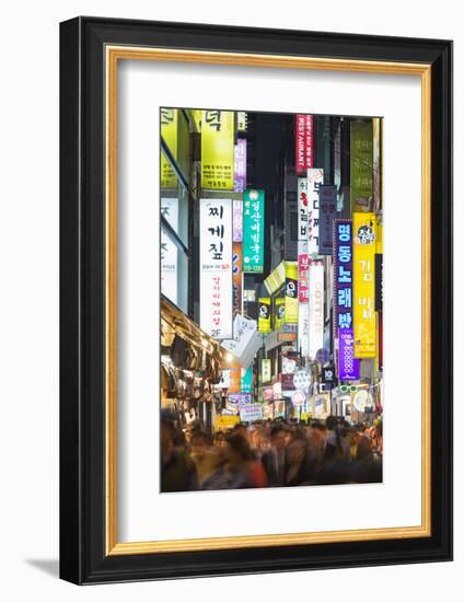 Asia, Republic of Korea, South Korea, Seoul, Neon Lit Streets of Myeong-Dong-Christian Kober-Framed Photographic Print