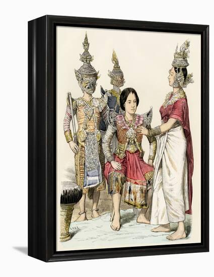 Asia: Traditional Costumes of the Population of the Asian Continent. Indigenous Actors and Actresse-null-Framed Premier Image Canvas