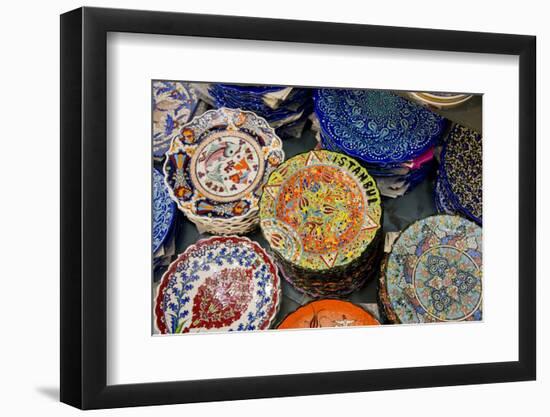 Asia, Turkey, Istanbul. Grand Bazaar. Hand Painted Ceramic Plates-Cindy Miller Hopkins-Framed Photographic Print