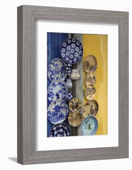 Asia, Vietnam. Ceramic Plates on Display, Hoi An, Quang Nam Province-Kevin Oke-Framed Photographic Print