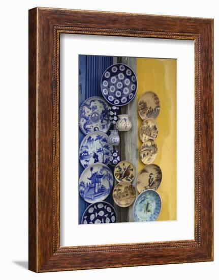 Asia, Vietnam. Ceramic Plates on Display, Hoi An, Quang Nam Province-Kevin Oke-Framed Photographic Print