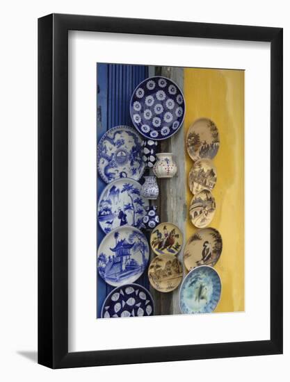 Asia, Vietnam. Ceramic Plates on Display, Hoi An, Quang Nam Province-Kevin Oke-Framed Photographic Print