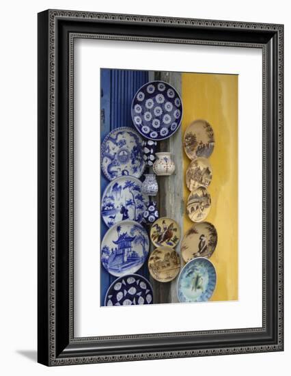 Asia, Vietnam. Ceramic Plates on Display, Hoi An, Quang Nam Province-Kevin Oke-Framed Photographic Print