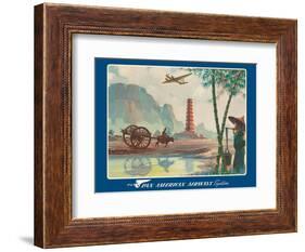 Asia - Wings Over the World - Pan American Airways System - Chinese Pagoda-Paul George Lawler-Framed Art Print