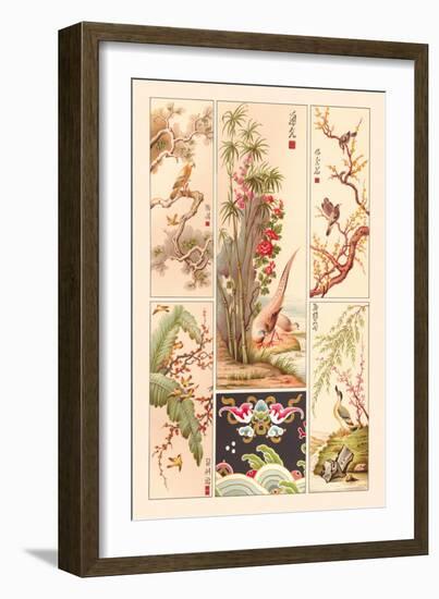 Asian Bird Panels-Racinet-Framed Art Print
