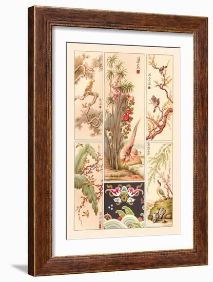 Asian Bird Panels-Racinet-Framed Art Print