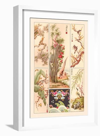 Asian Bird Panels-Racinet-Framed Art Print