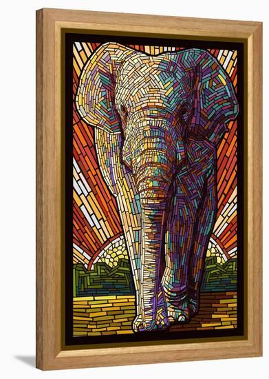 Asian Elephant - Paper Mosaic-Lantern Press-Framed Stretched Canvas