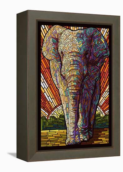 Asian Elephant - Paper Mosaic-Lantern Press-Framed Stretched Canvas