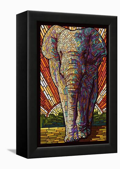 Asian Elephant - Paper Mosaic-Lantern Press-Framed Stretched Canvas