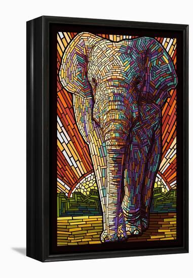Asian Elephant - Paper Mosaic-Lantern Press-Framed Stretched Canvas