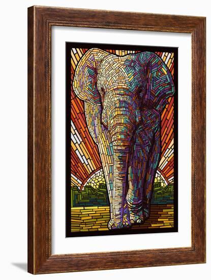 Asian Elephant - Paper Mosaic-Lantern Press-Framed Art Print