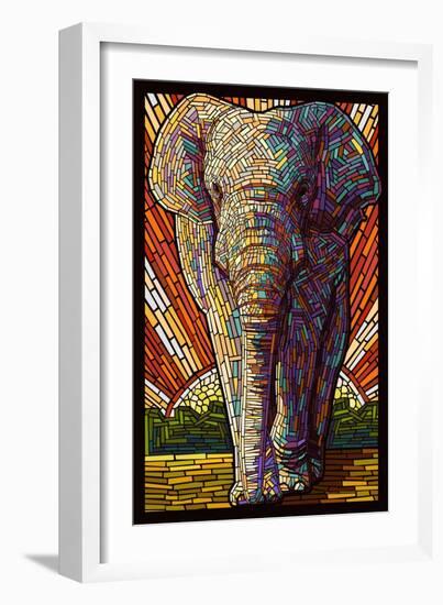 Asian Elephant - Paper Mosaic-Lantern Press-Framed Art Print