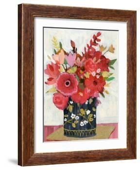 Asian Floral Gold Mat-Sharon Montgomery-Framed Art Print