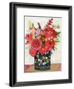 Asian Floral Gold Mat-Sharon Montgomery-Framed Art Print