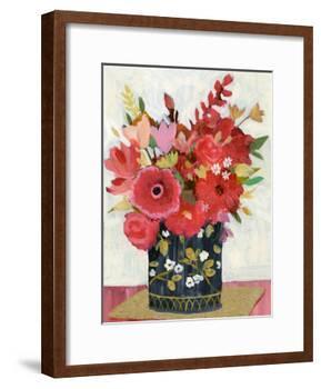 Asian Floral Gold Mat-Sharon Montgomery-Framed Art Print