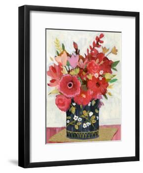 Asian Floral Gold Mat-Sharon Montgomery-Framed Art Print