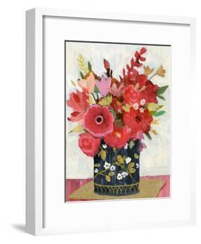 Asian Floral Gold Mat-Sharon Montgomery-Framed Art Print