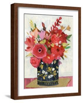 Asian Floral Gold Mat-Sharon Montgomery-Framed Art Print