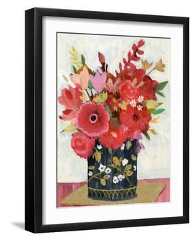 Asian Floral Gold Mat-Sharon Montgomery-Framed Art Print