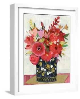 Asian Floral Gold Mat-Sharon Montgomery-Framed Art Print