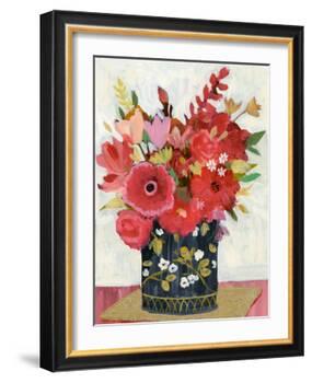 Asian Floral Gold Mat-Sharon Montgomery-Framed Art Print