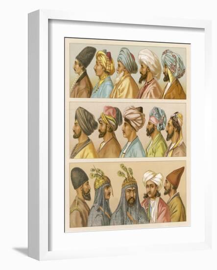 Asian Headwear Including Various Turbans-Racinet-Framed Art Print