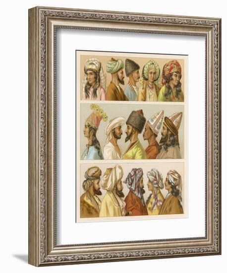 Asian Headwear Including Various Turbans-Racinet-Framed Premium Giclee Print