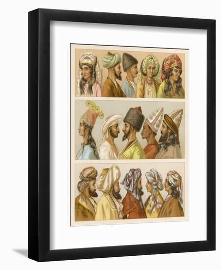 Asian Headwear Including Various Turbans-Racinet-Framed Premium Giclee Print