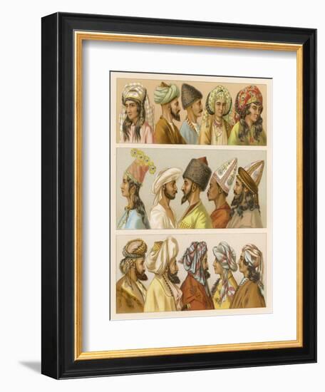 Asian Headwear Including Various Turbans-Racinet-Framed Premium Giclee Print