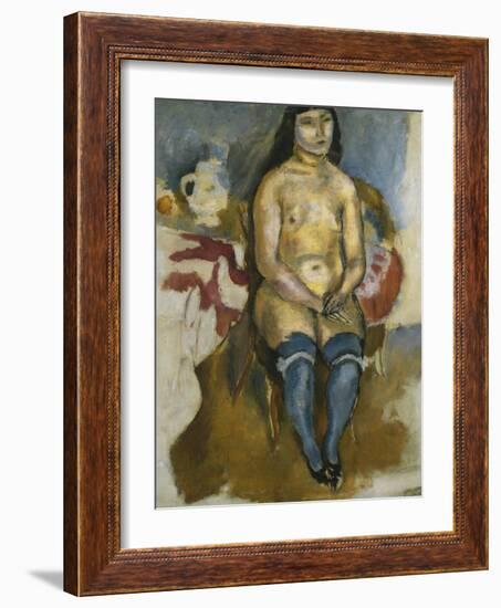 Asian in Blue Stockings-Jules Pascin-Framed Giclee Print