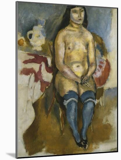 Asian in Blue Stockings-Jules Pascin-Mounted Giclee Print