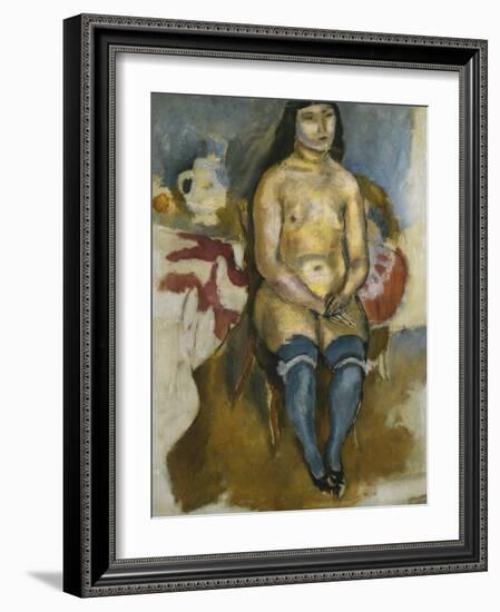 Asian in Blue Stockings-Jules Pascin-Framed Giclee Print