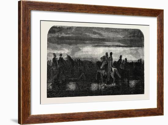 Asian Turkish Cavalry Crossing a Ford, 1855-Alexandre Gabriel Decamps-Framed Giclee Print