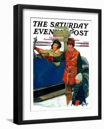"Asking Directions," Saturday Evening Post Cover, January 9, 1932-Ellen Pyle-Framed Giclee Print