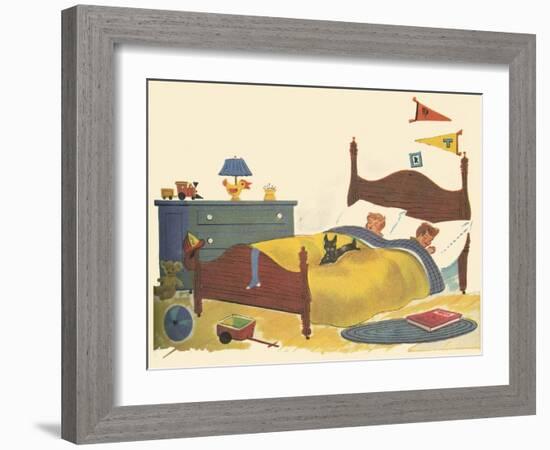 Asleep In Bed-Tom Sinnickson-Framed Art Print