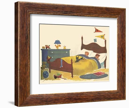 Asleep In Bed-Tom Sinnickson-Framed Art Print