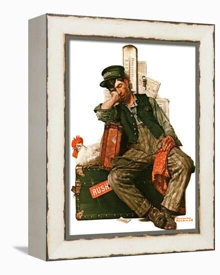 "Asleep on the Job", August 29,1925-Norman Rockwell-Framed Premier Image Canvas