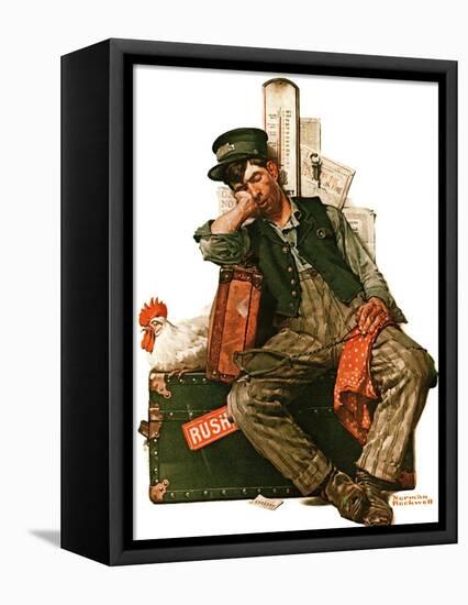 "Asleep on the Job", August 29,1925-Norman Rockwell-Framed Premier Image Canvas