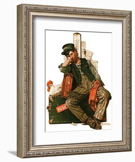 "Asleep on the Job", August 29,1925-Norman Rockwell-Framed Giclee Print