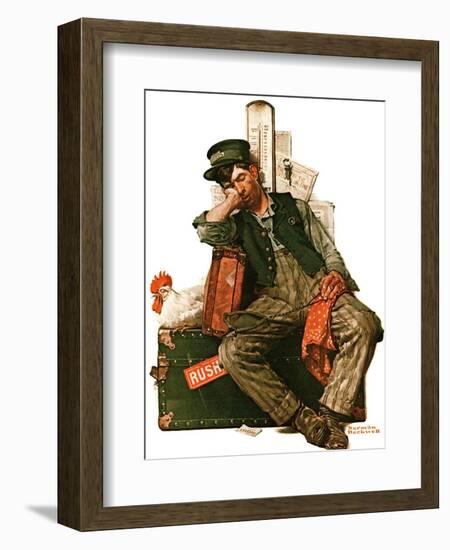 "Asleep on the Job", August 29,1925-Norman Rockwell-Framed Giclee Print