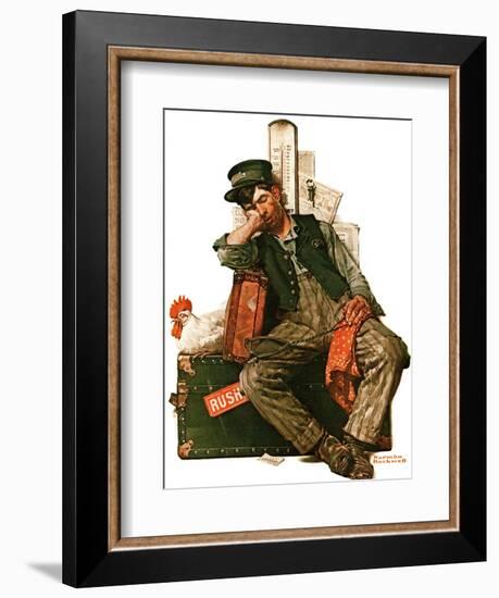 "Asleep on the Job", August 29,1925-Norman Rockwell-Framed Giclee Print