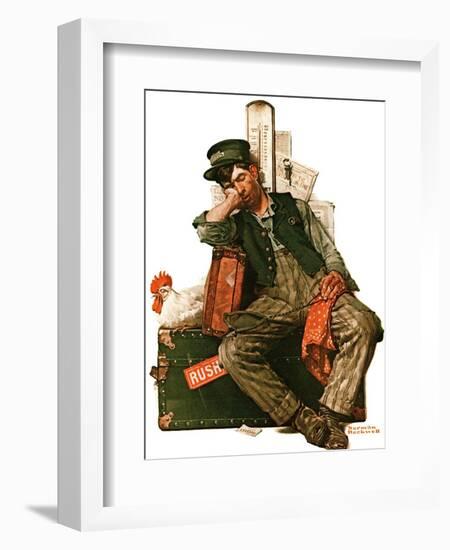 "Asleep on the Job", August 29,1925-Norman Rockwell-Framed Giclee Print